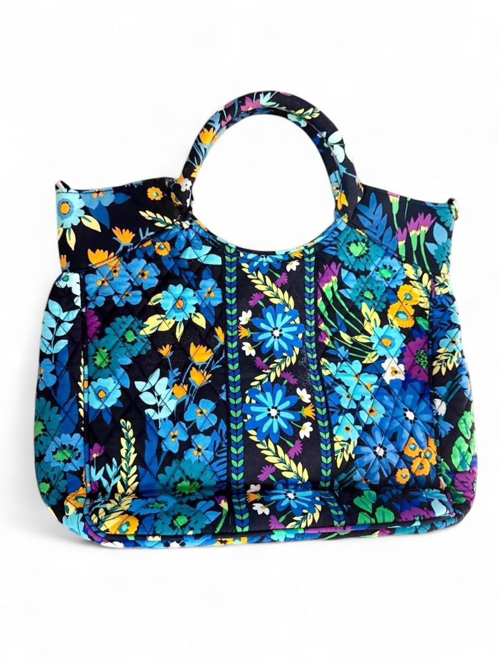 Vera Bradley Midnight Blues Quilted Satchel Crossbody Bag Floral Retired Print